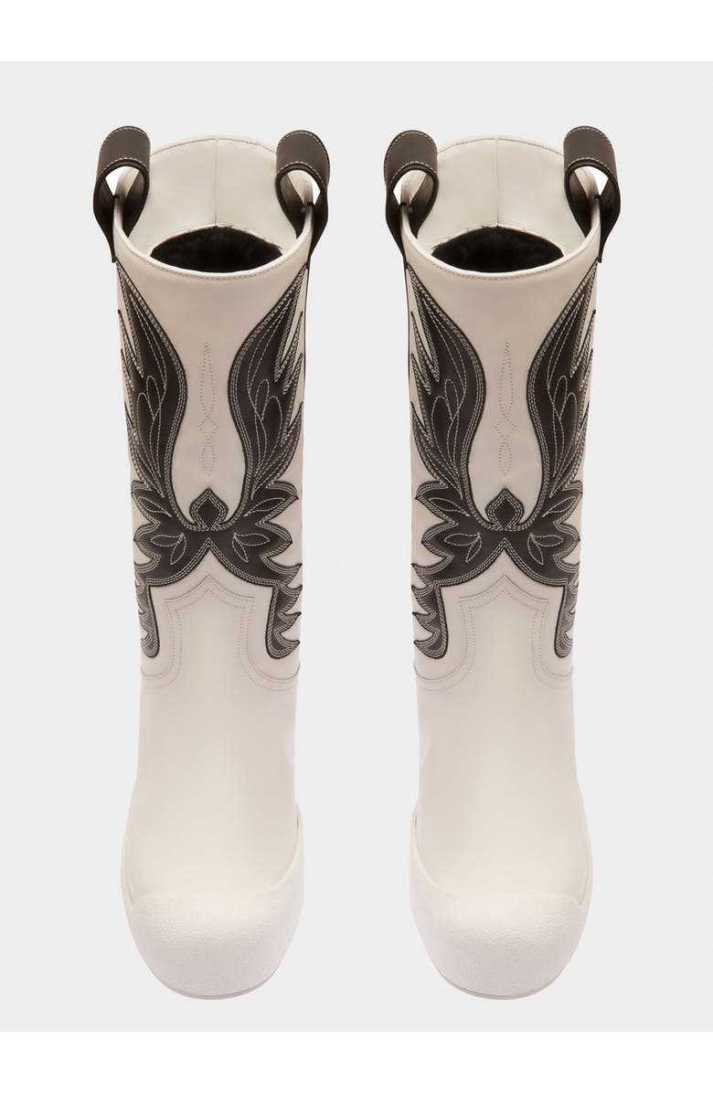 Bally Chambery Leather Long Boots, Alternate, color, White/Black