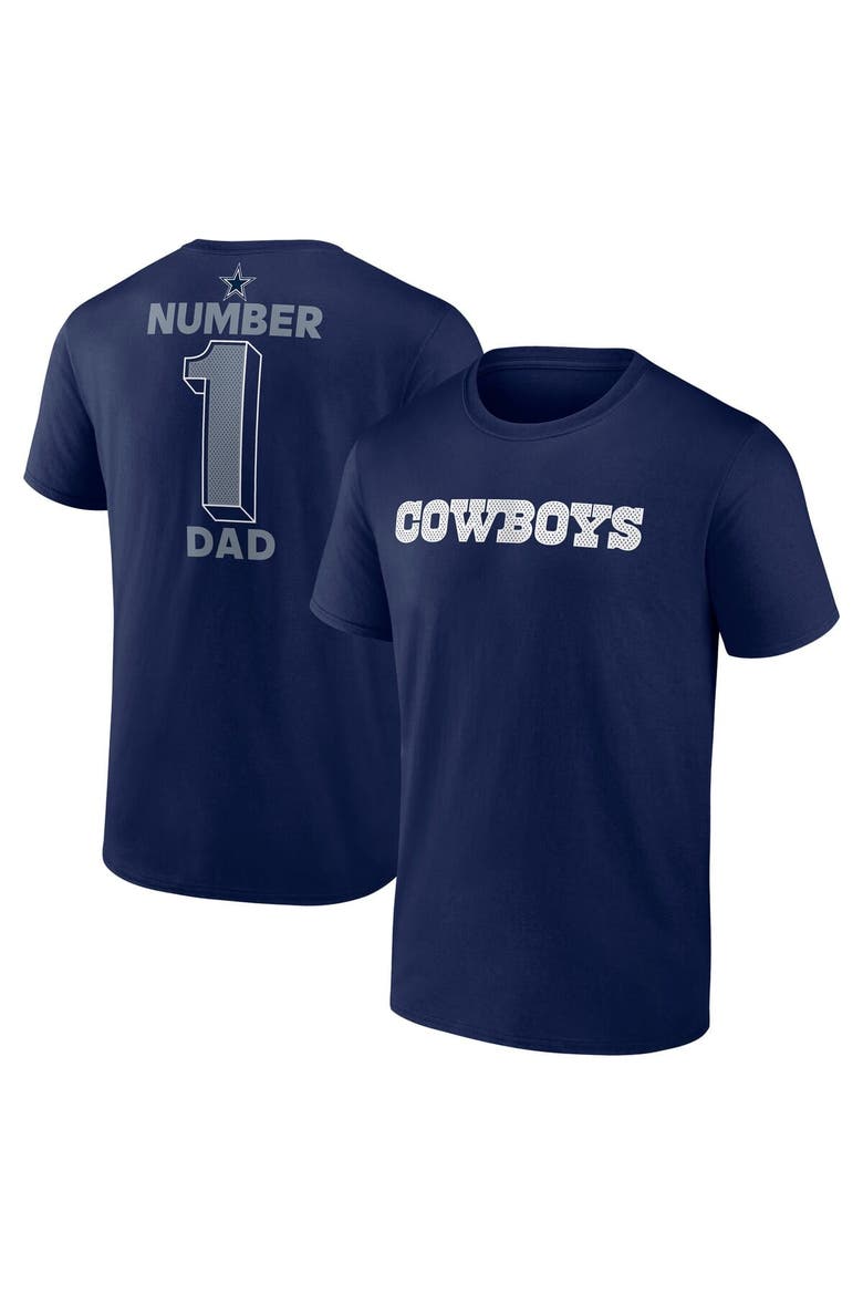 Men's Fanatics Navy Dallas Cowboys #1 Dad Jersey T-Shirt, Main, color, Navy
