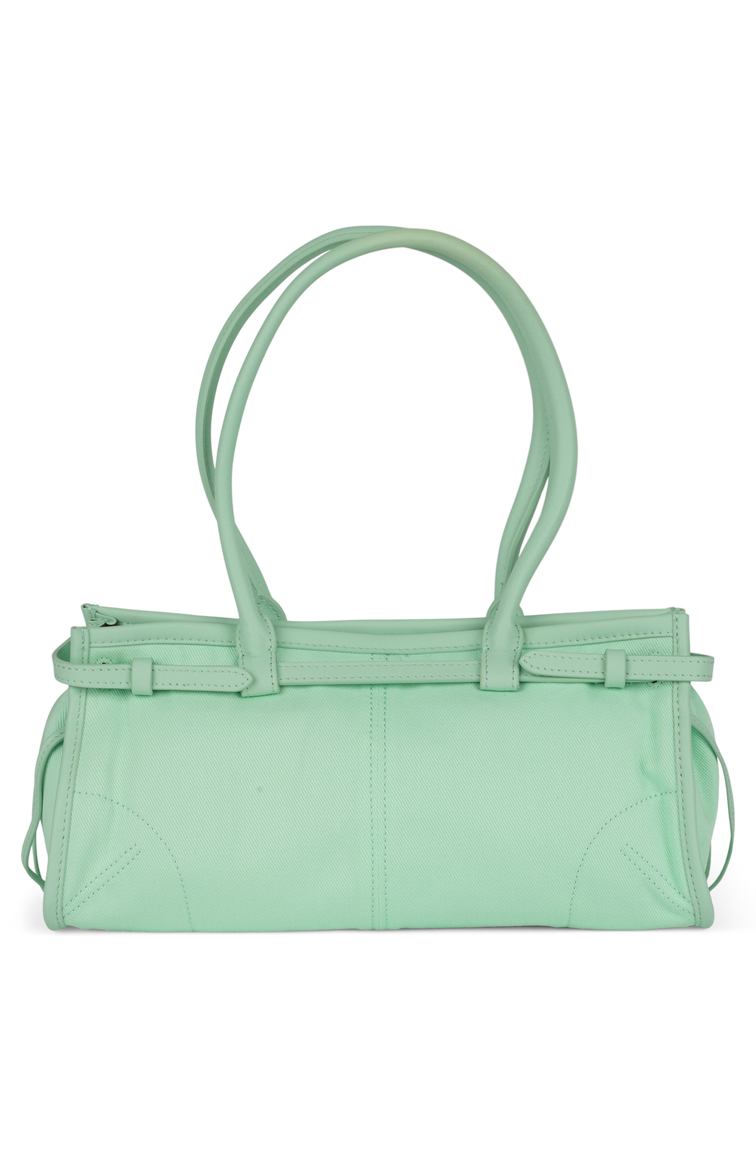 Pesky Leather Shoulder Bag, Alternate, color, MINT CANVAS