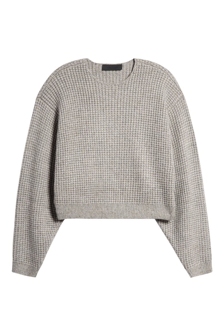Heavy Waffle Knit Crop Sweater, Alternate, color, DARK HEATHER