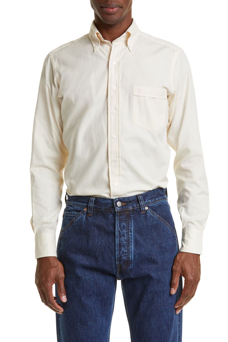 Oxford Cotton Button-Down Shirt, Main, color, NEUTRAL