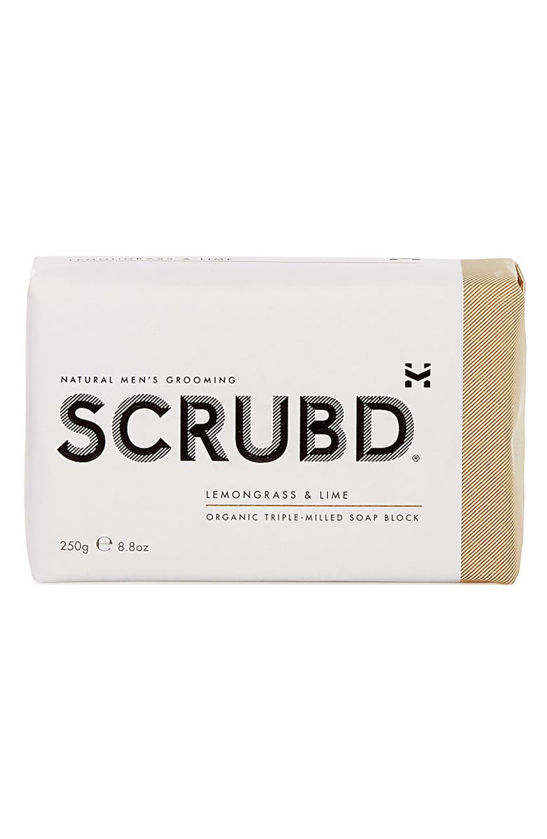 SCRUBD Lemongrass & Lime Organic Triple-Milled Soap Block, Main, color, 