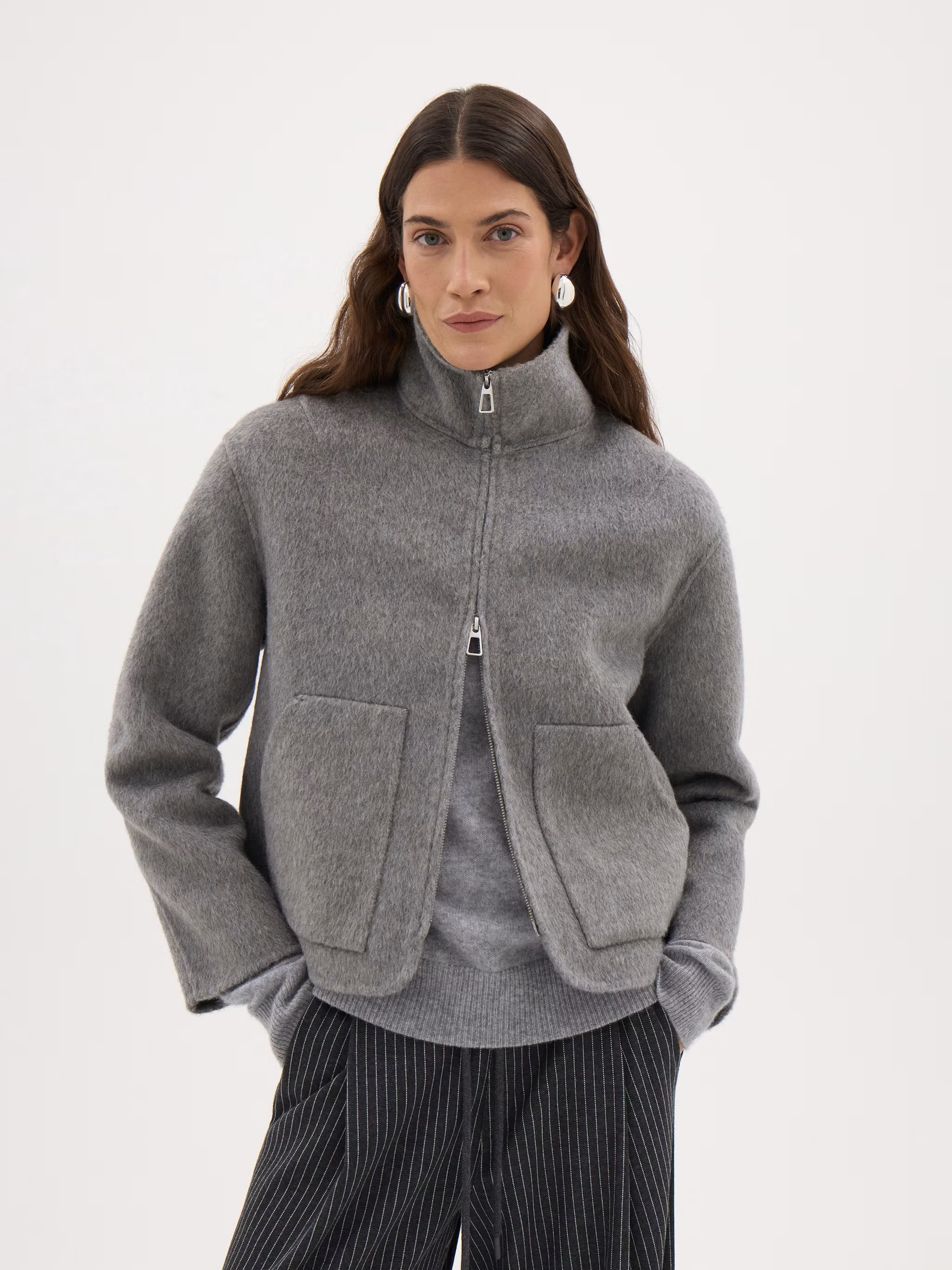 Hush Ira Wool Funnel Neck Zip Jacket (Women) | Nordstrom