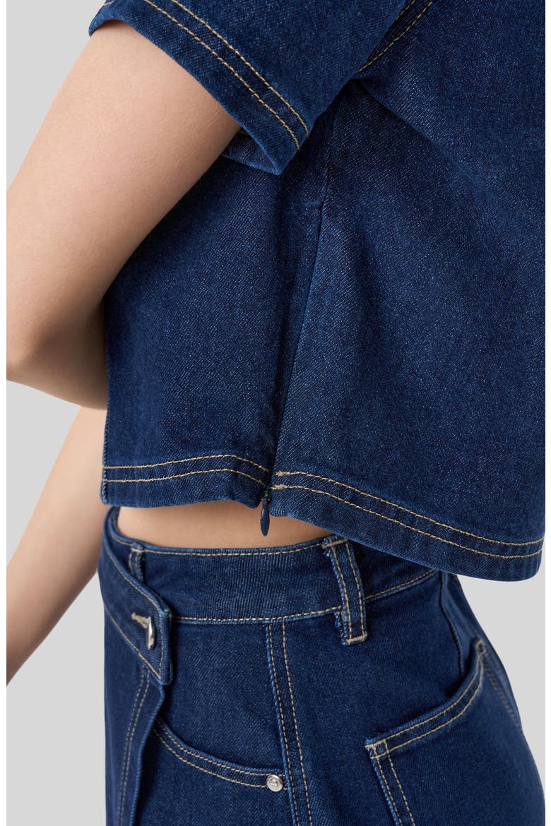 Popover Denim Crop Top, Alternate, color, RINSE WASH