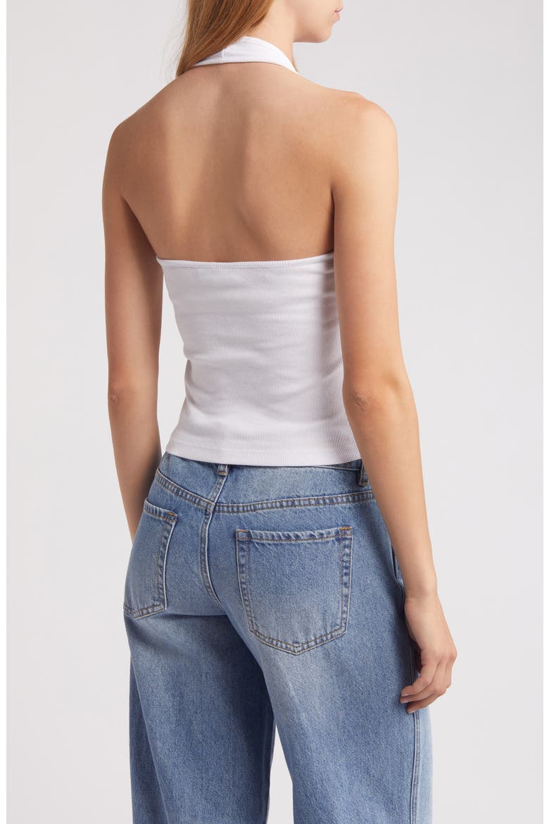 Maya Rib Halter Top, Alternate, color, BRIGHT WHITE