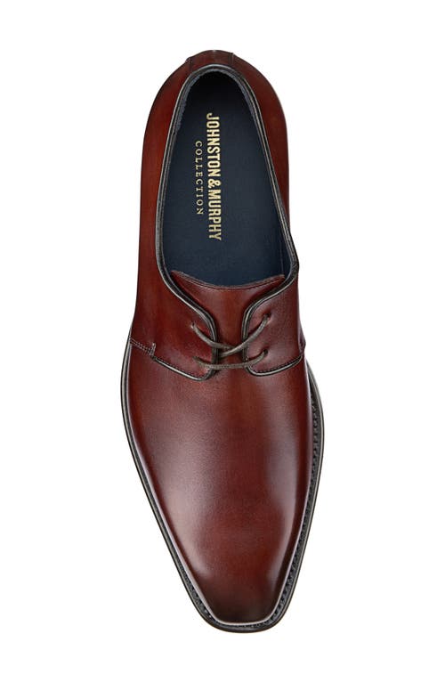 Johnston & Murphy Collection Larson Plain Toe Derby In Mahogany Italian Calfskin