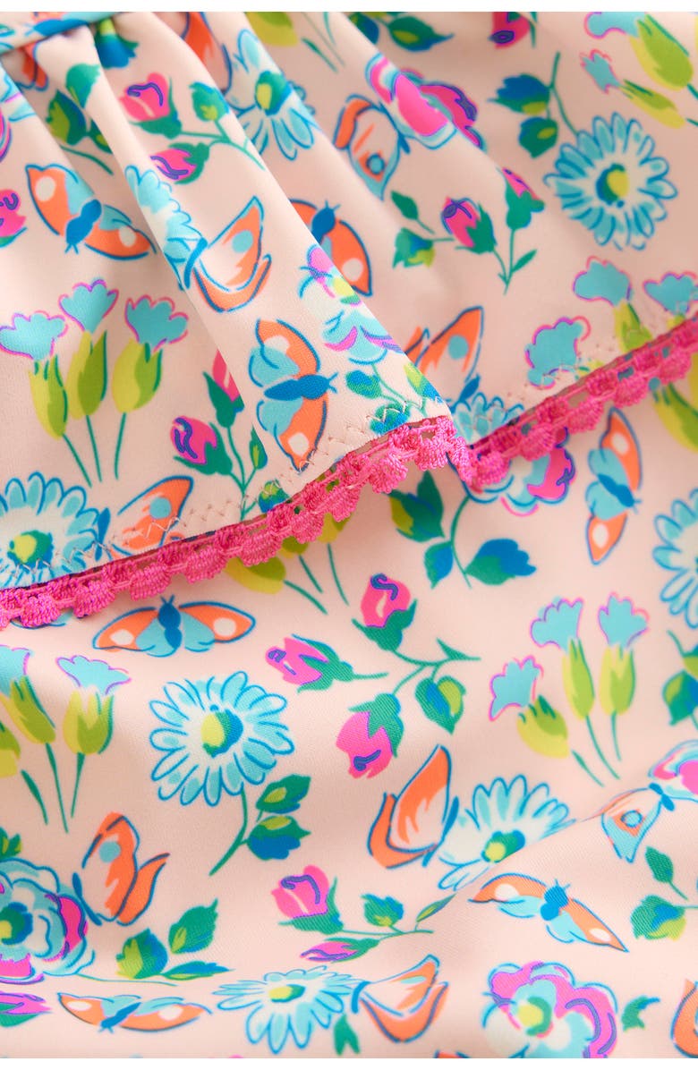 Mini Boden Kids' Lila Ruffle One-Piece Swimsuit, Alternate, color, Chalk Pink Butterfly Floral