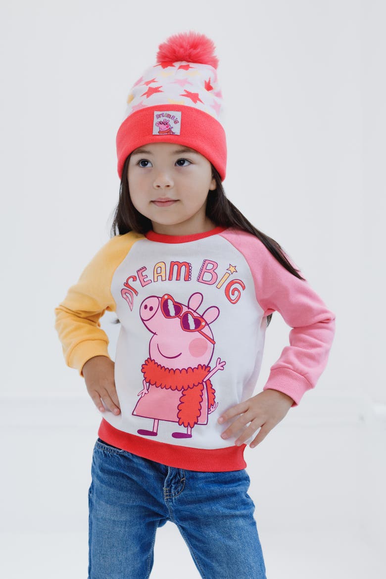 Fleece 2-Piece Sweatshirt and Hat Set, Alternate, color, Peppa Pig Cream Multi