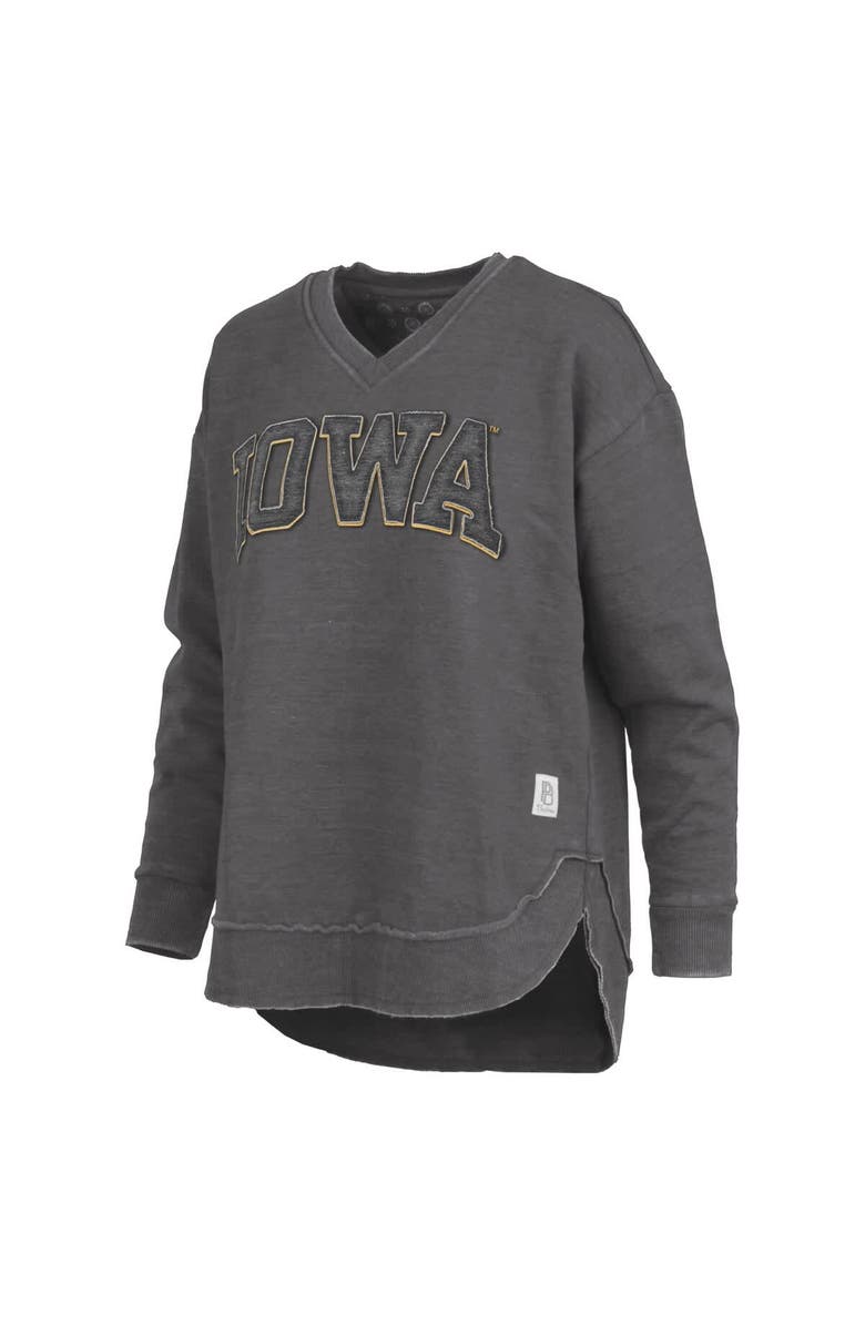 PRESSBOX Women's Pressbox Black Iowa Hawkeyes Westin Poncho V-Neck Pullover Sweatshirt, Alternate, color, Black