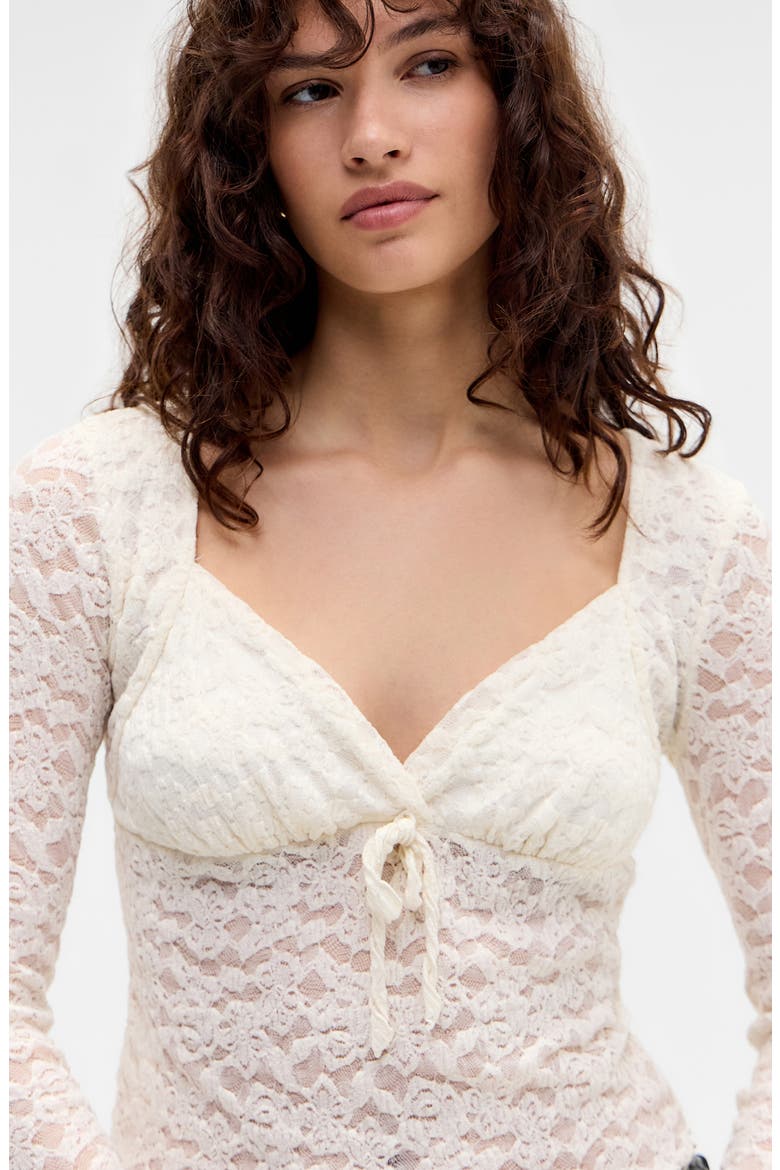 Olivia Lace Long Sleeve Top, Alternate, color, ECRU
