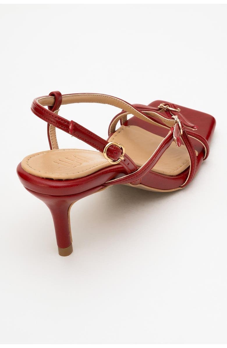 Prologue Shoes Chaka Square Toe Stiletto Sandal, Alternate, color, Red