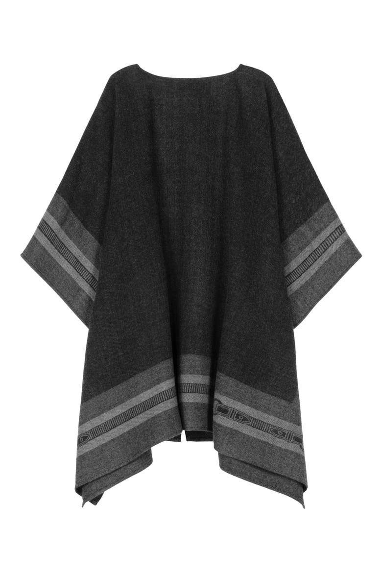 Jacquard Belting Ruana, Alternate, color, BLACK/ CHARCOAL