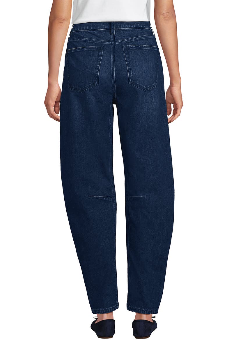 Lands' End Soft Denim Relaxed Barrel Leg Ankle Jeans, Alternate, color, Dark Indigo Blue Wash