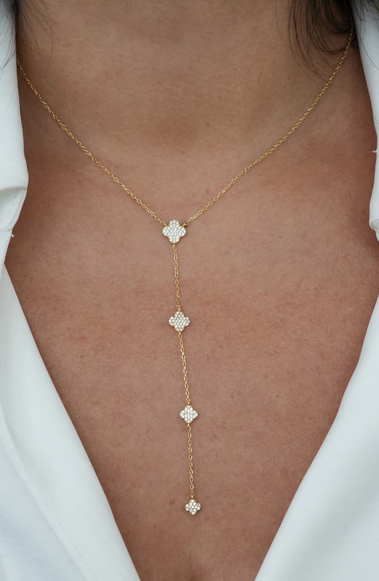 Argento Vivo Sterling Silver Cubic Zirconia Pavé Clover Charms Y-Necklace, Alternate, color, 