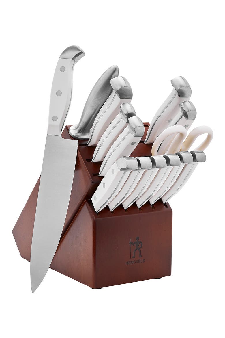 Statement 15-Piece Knife Block Set, Main, color, WHITE