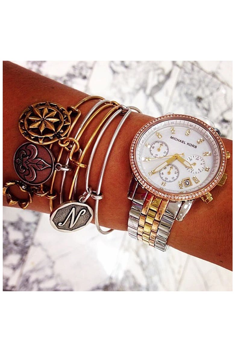 'Compass' Expandable Wire Bangle, Alternate, color, SILVER
