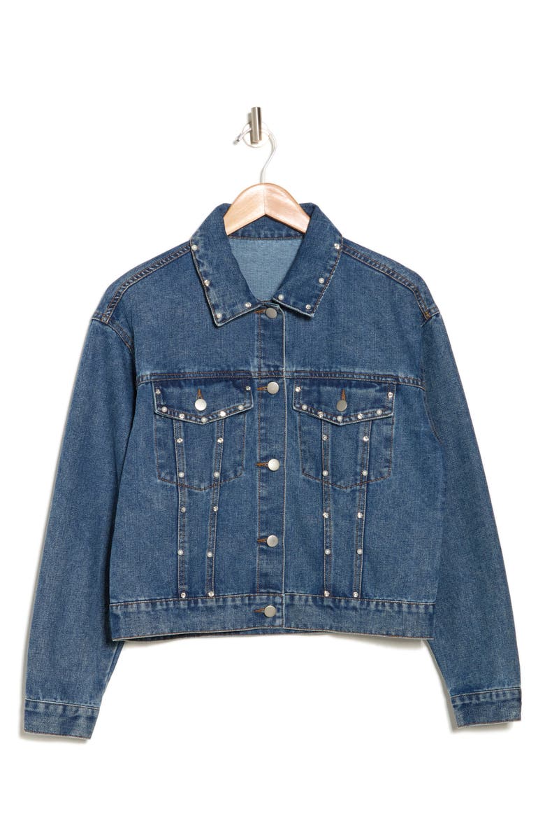 Vigoss Studded Denim Trucker Jacket, Alternate, color, 