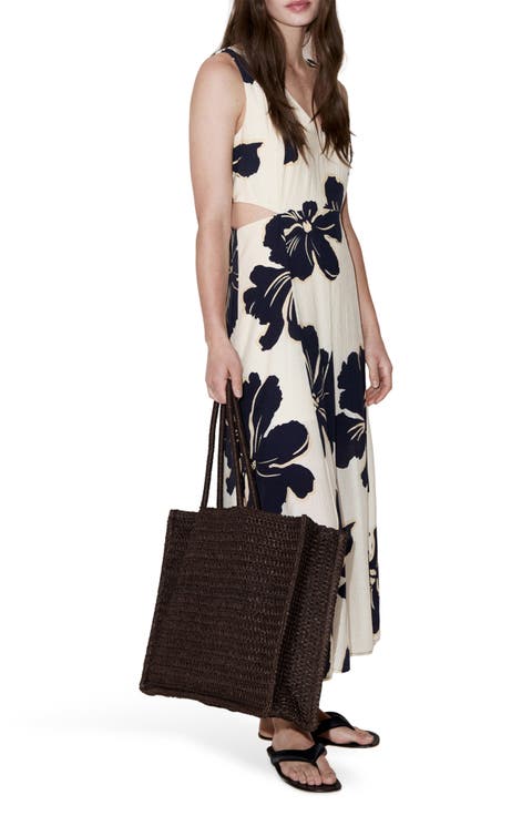 Floral Print Cutout Sleeveless Maxi Dress