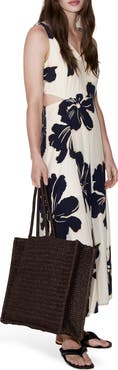 MANGO Floral Print Cutout Sleeveless Maxi Dress