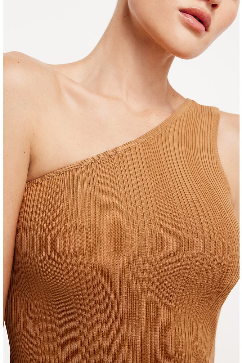One-Shoulder Plissé Knit Minidress, Alternate, color, CANYON003