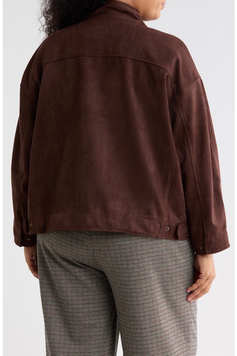 Faux Suede Zip Jacket, Alternate, color, DK BROWN