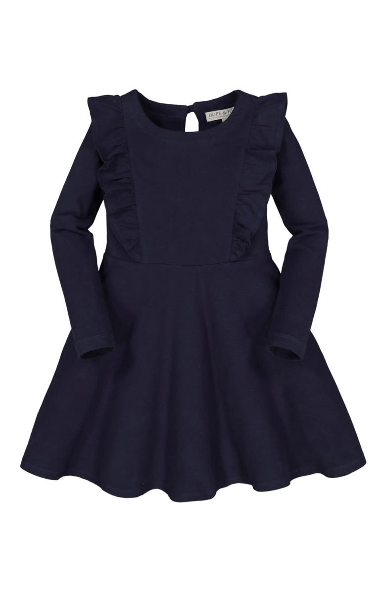 Hope & Henry Girls' Knit Pinafore Ruffle Dress, Toddler, Main, color, 