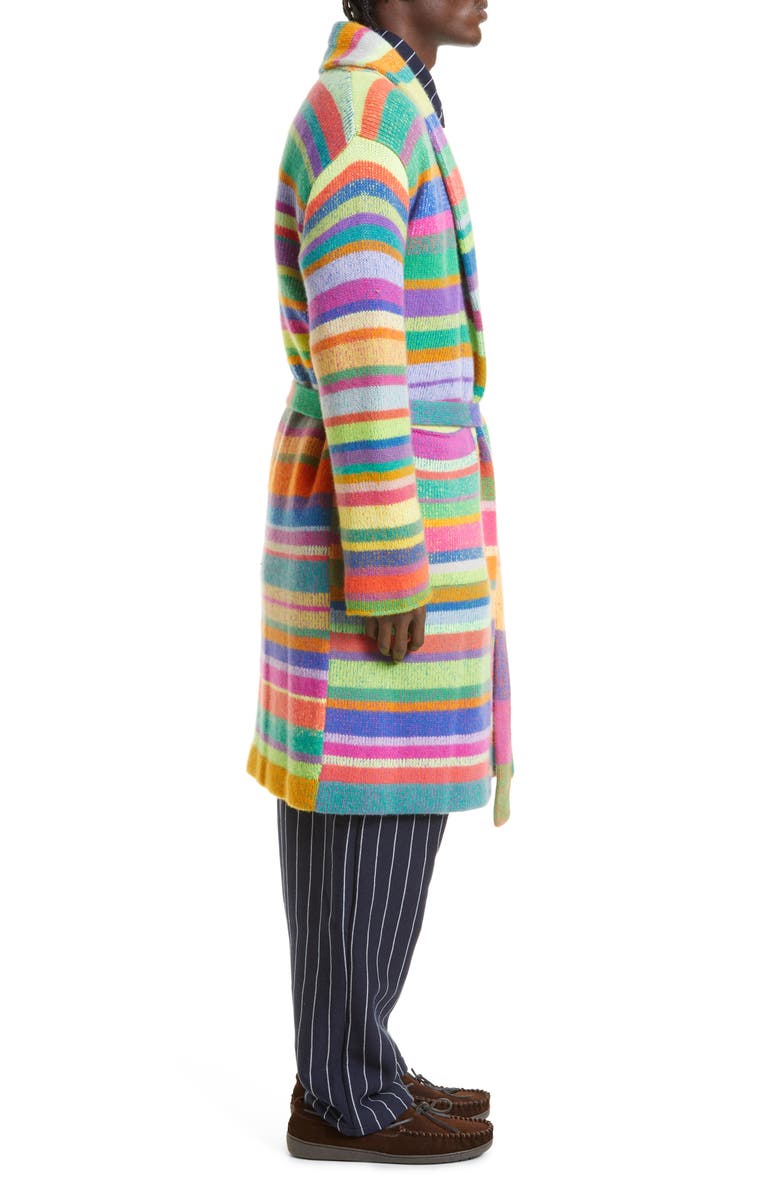 The Elder Statesman Stripe Cashmere Robe, Alternate, color,