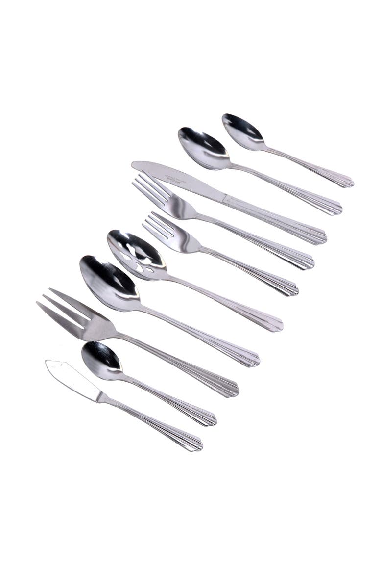 Classic Canberra 45 Piece Stainless Steel Flatware Set, Main, color, Silver