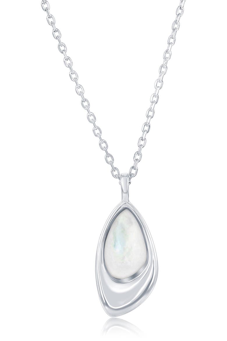 Mother-of-Pearl Geometric Pendant Necklace, Main, color, SILVER