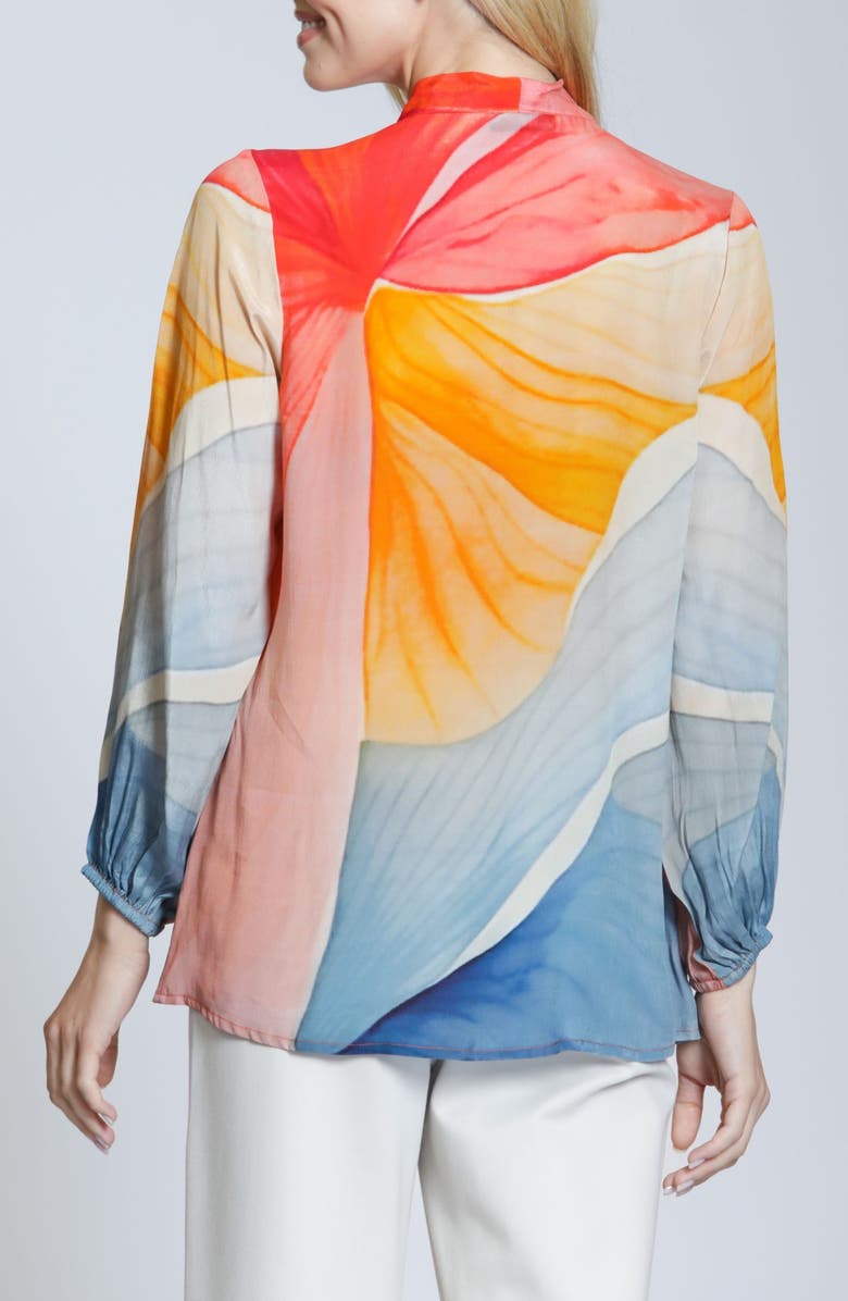 APNY Print Tie Neck Top, Alternate, color, Orangegold Multi