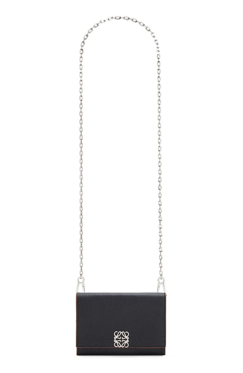 Loewe Anagram Leather Wallet on a Chain, Main, color, 