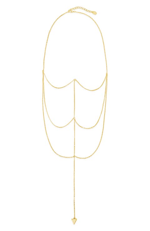 Triple Layer Triangle Drop Y-Necklace