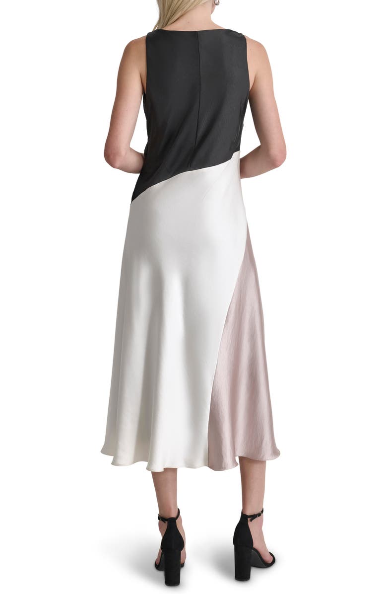 DKNY Colorblock Sleeveless Satin Midi Dress, Alternate, color,