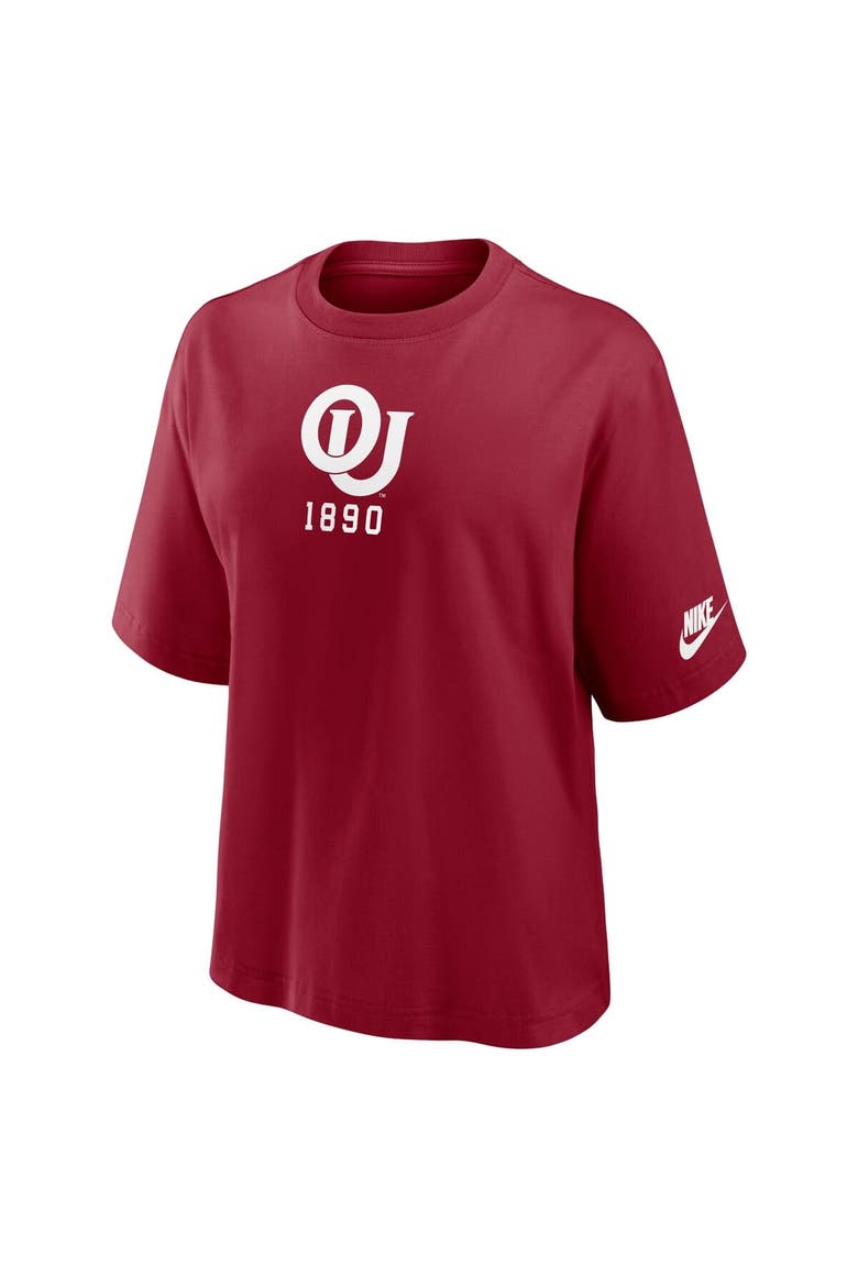 Women's Nike Crimson Oklahoma Sooners Boxy Legacy Established T-Shirt, Alternate, color, Crimson