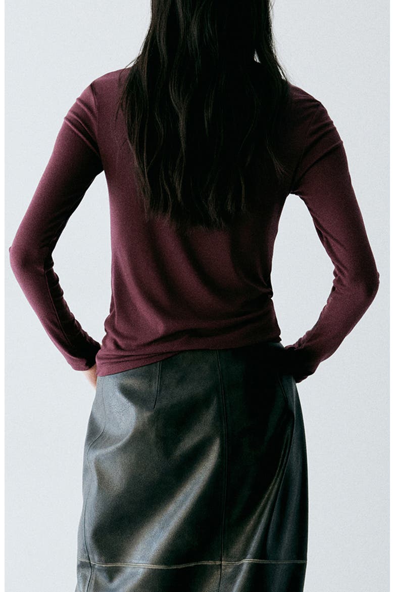 Mock Neck Long Sleeve Top, Alternate, color, BURGUNDY