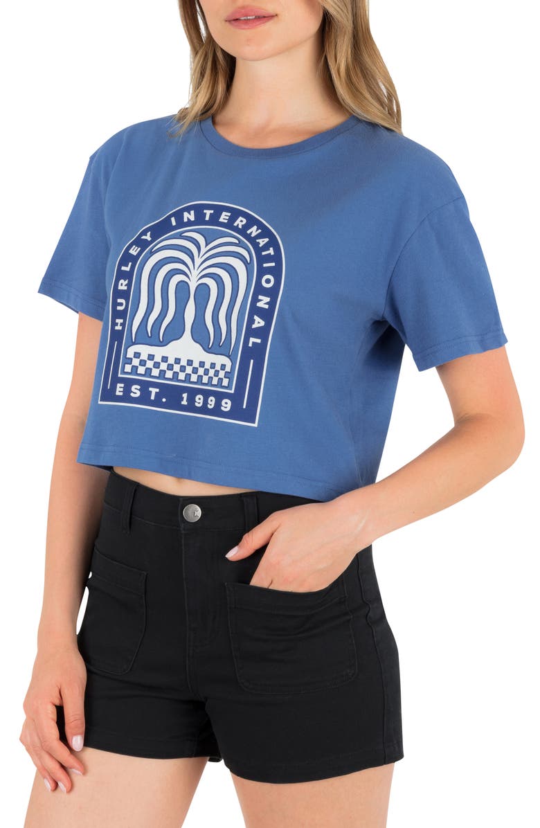 Hurley Harmony Crop Graphic T-Shirt, Alternate, color, Dutch Blue