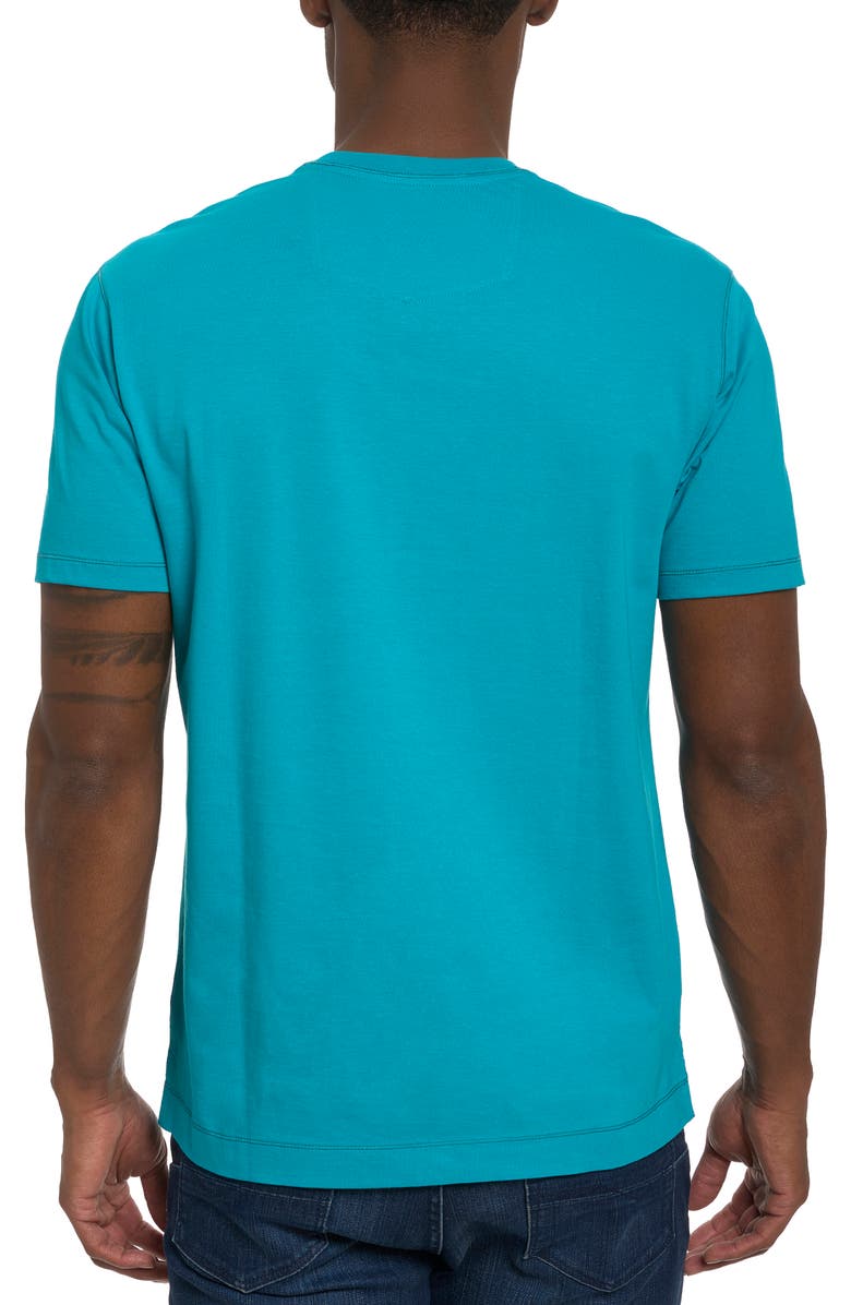 Robert Graham Eye of the Skull Short Sleeve V-Neck T-Shirt, Alternate, color, Teal