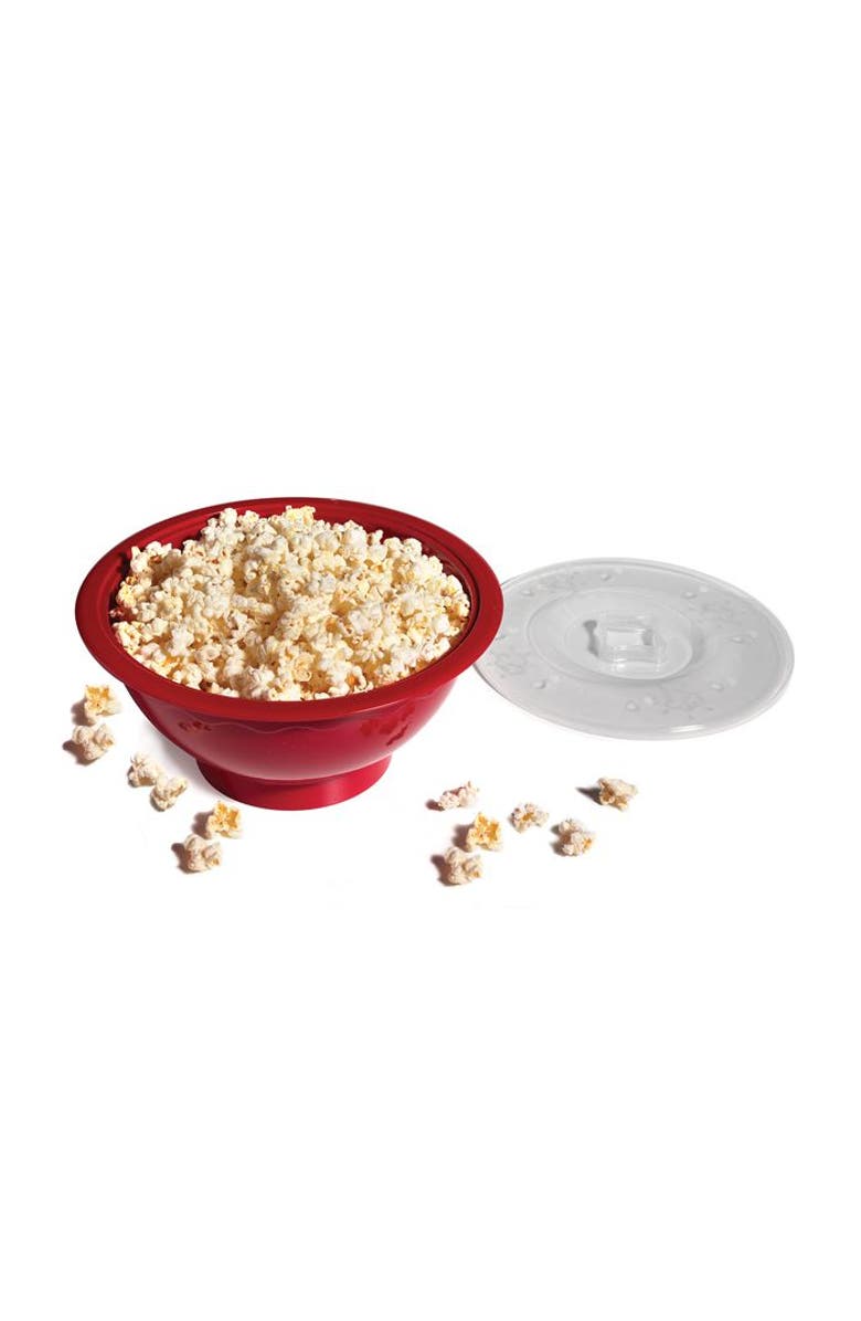 Norpro Microwave Popcorn Popper with Lid, 10.5-Inch, Red, Alternate, color, Red