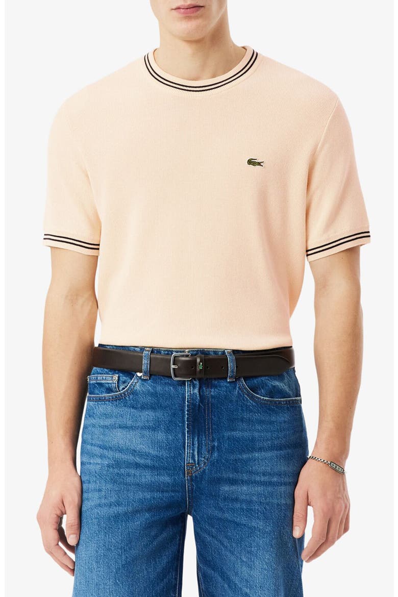 Tipped Crewneck Cotton Sweater, Main, color, NATUREL CLAIR/ BLACKBIRD