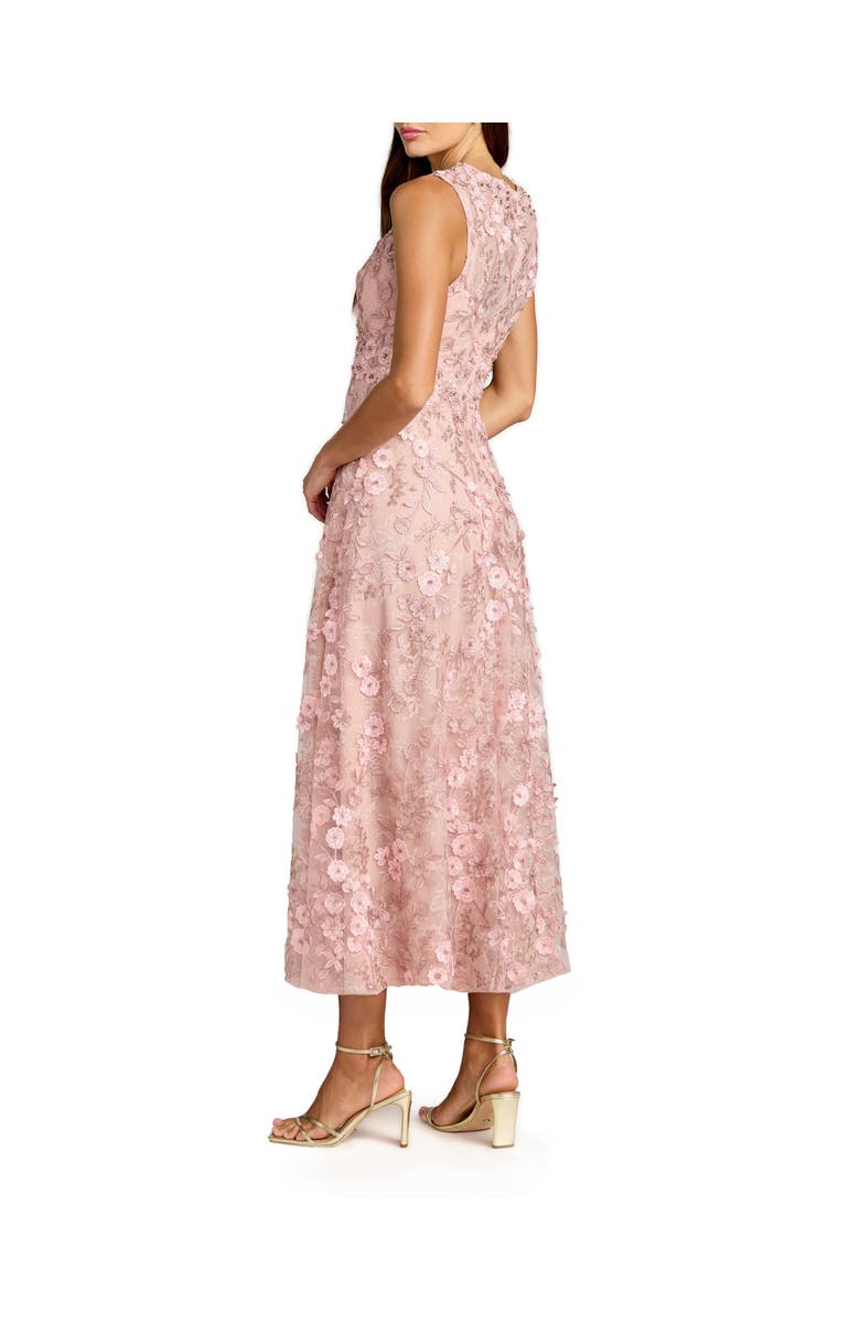 Mac Duggal Floral Embroidered High Neck Midi Dress, Alternate, color, Rose