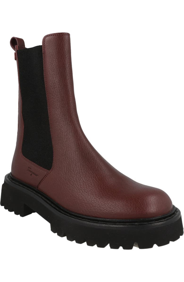 FERRAGAMO Leather Chelsea Boot, Main, color, Purple