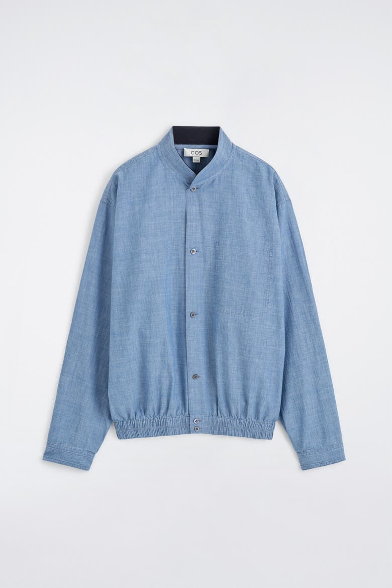 Bomber-style Denim Shirt, Alternate, color, BLUE