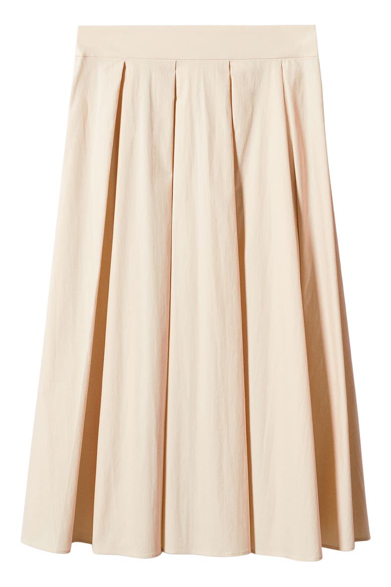 Pleated Stretch Cotton Blend Midi Skirt, Alternate, color, ECRU