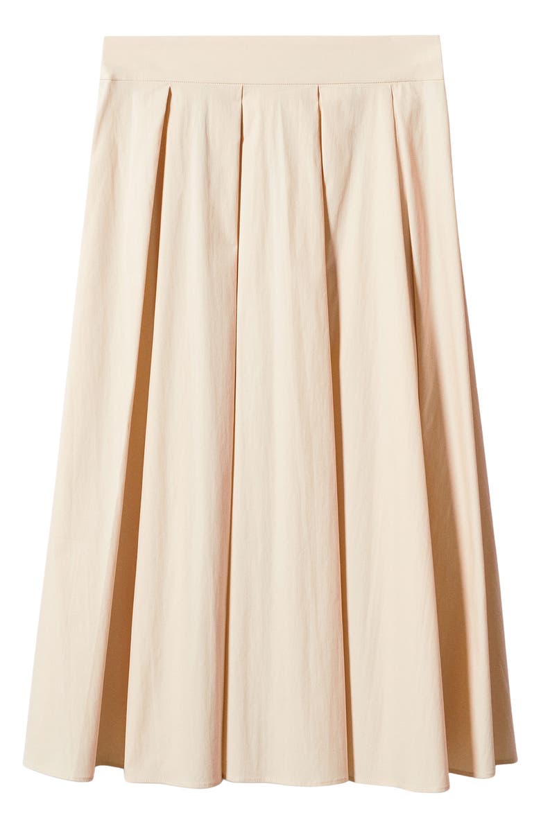 MANGO Pleated Stretch Cotton Blend Midi Skirt, Alternate, color,
