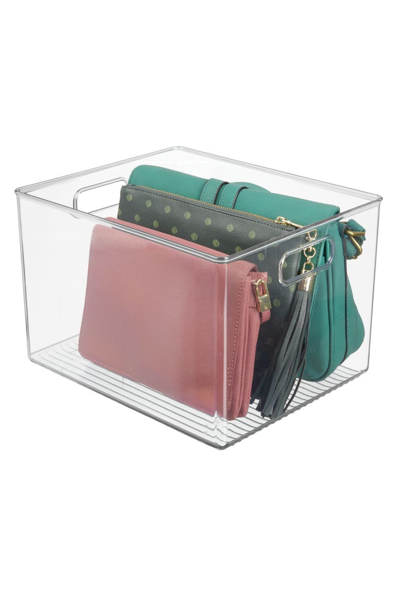 Large Plastic Closet Storage Organizer Container Bin with Handles, Alternate, color, Clear