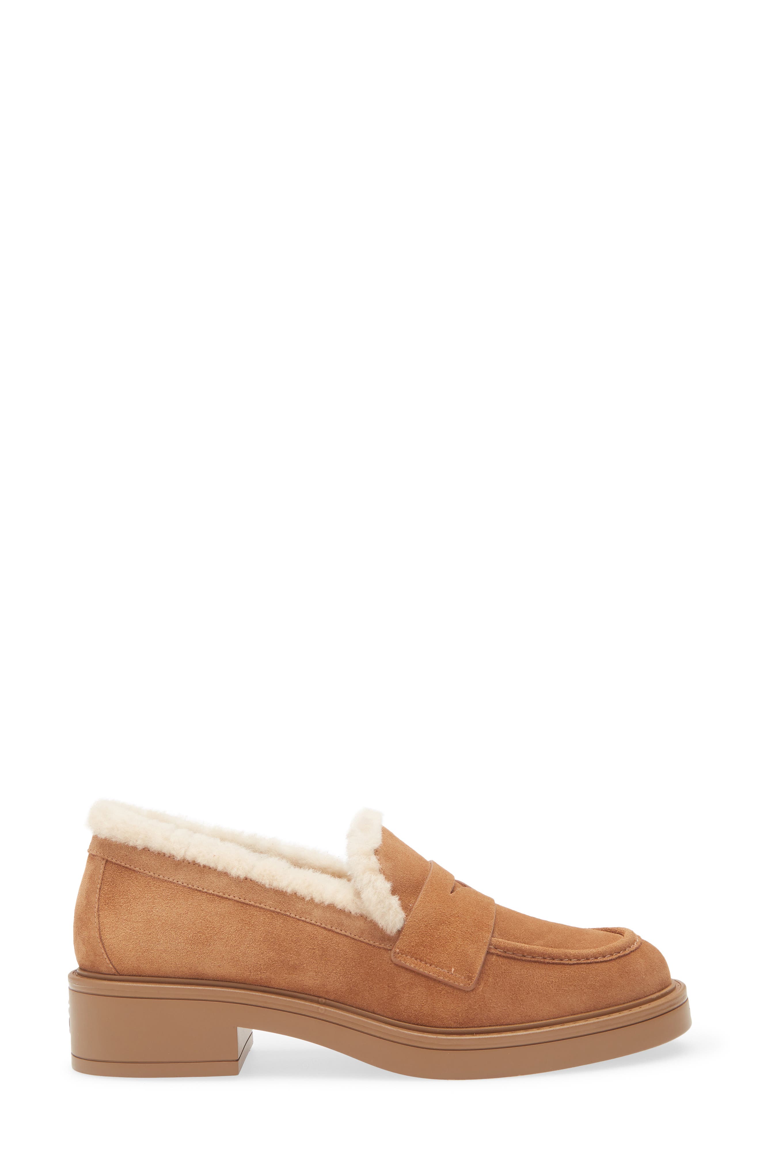 Stuart Weitzman Celia Lite Genuine Shearling Loafer, Alternate, color, Doe/ Vanilla