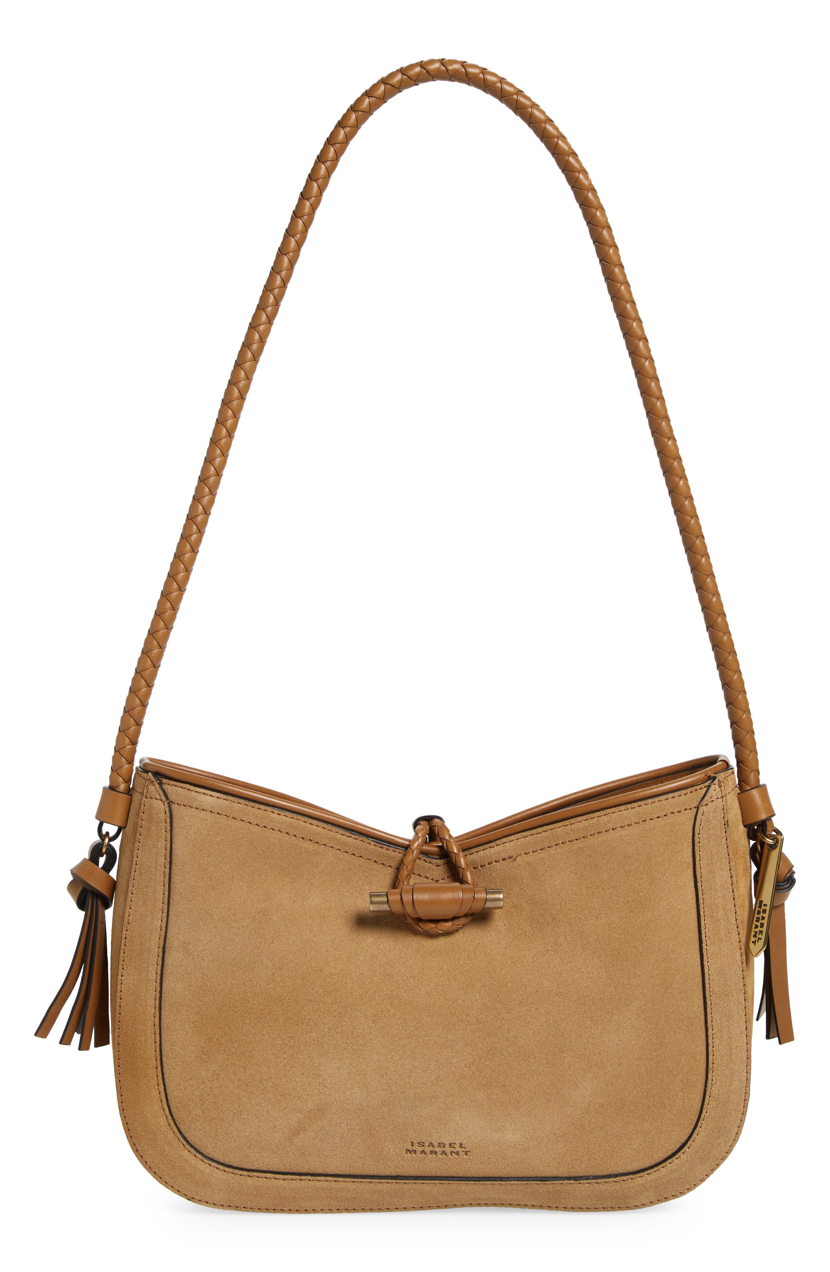 Isabel Marant Vigo Calfskin Suede Baguette Shoulder Bag, Main, color, 