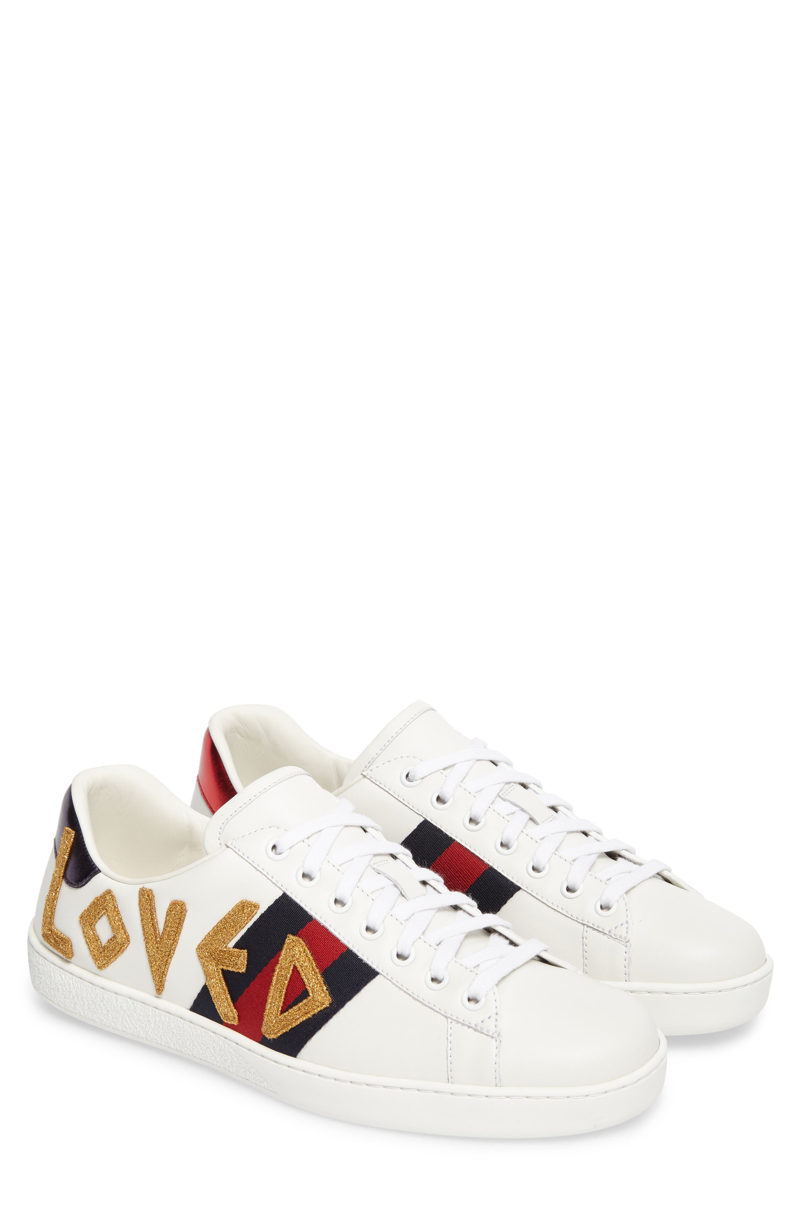 Gucci New Ace Embroidered Sneaker, Main, color, 