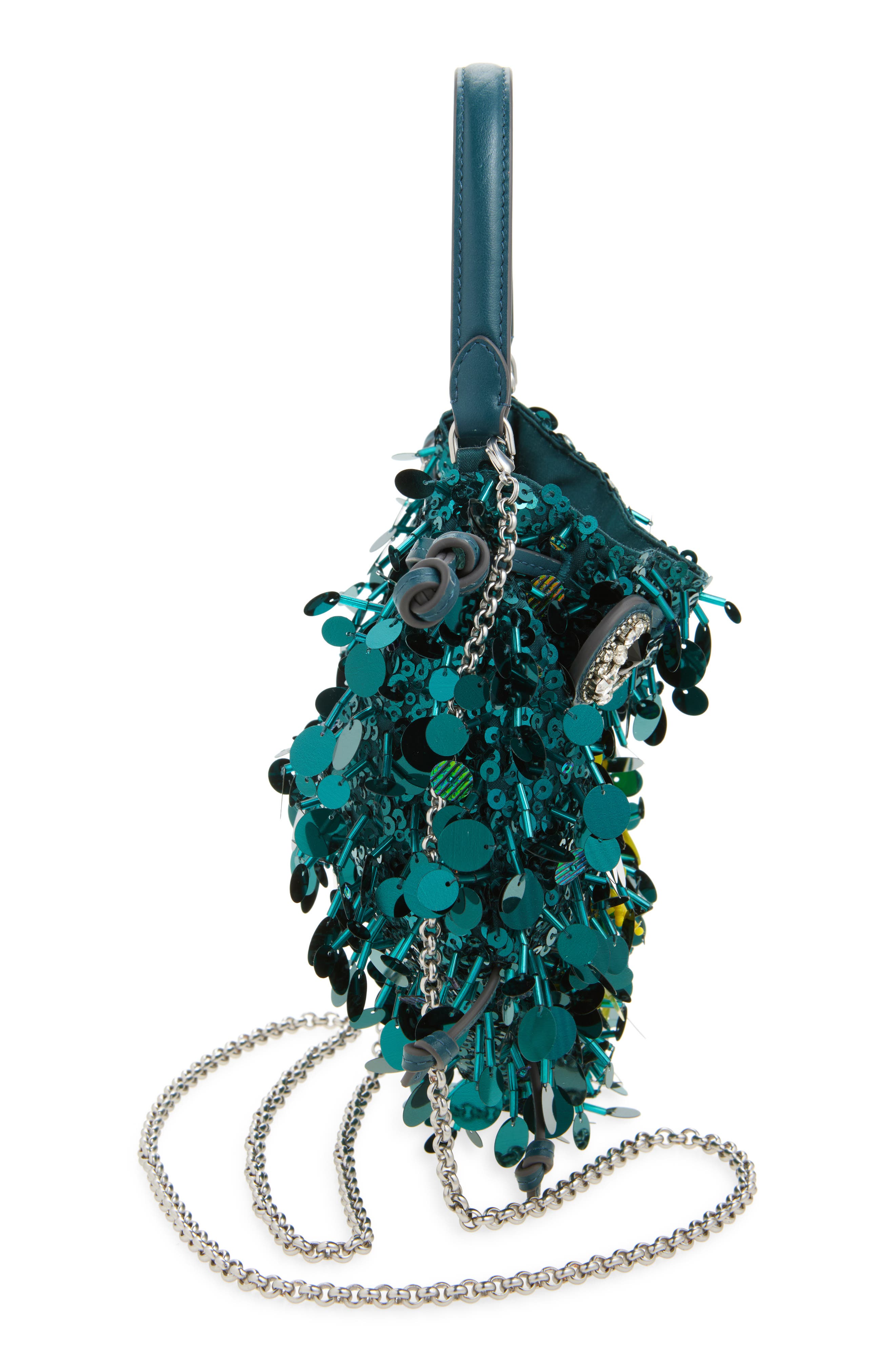 Anya Hindmarch Beetle Sequin Crossbody, Alternate, color, Dark Teal