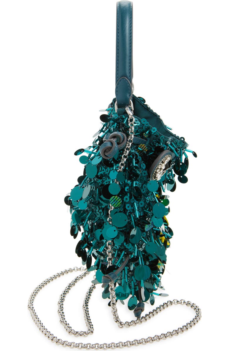 Anya Hindmarch Beetle Sequin Crossbody, Alternate, color, Dark Teal